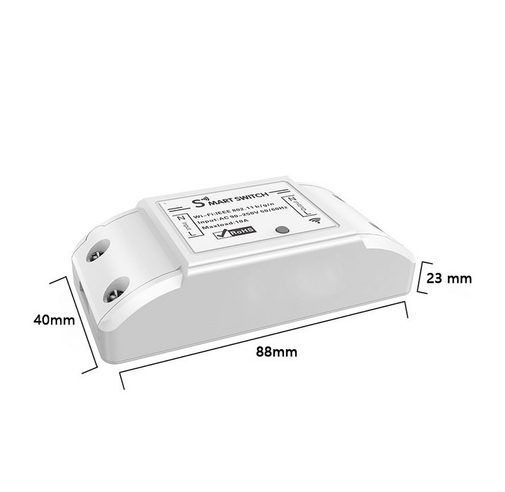 تصویر ابعاد رله سوئیچ هوشمند تویا Tuya