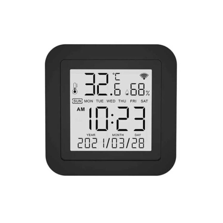 تصویر ریموت کنترل هوشمند به همراه نمایشگر و دماسنج تویا Tuya